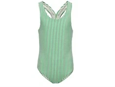 Kids ONLY kelly green/cloud dancer stribet badedragt